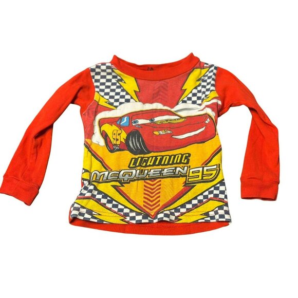 Disney Pixar Cars Lightning McQueen Long Sleeve Shirt – Toddler 18M Red Yellow - Picture 1 of 6